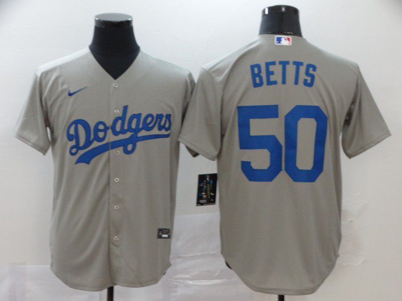 Men Los Angeles Dodgers #50 Betts Grey Nike Game MLB Jerseys->los angeles dodgers->MLB Jersey